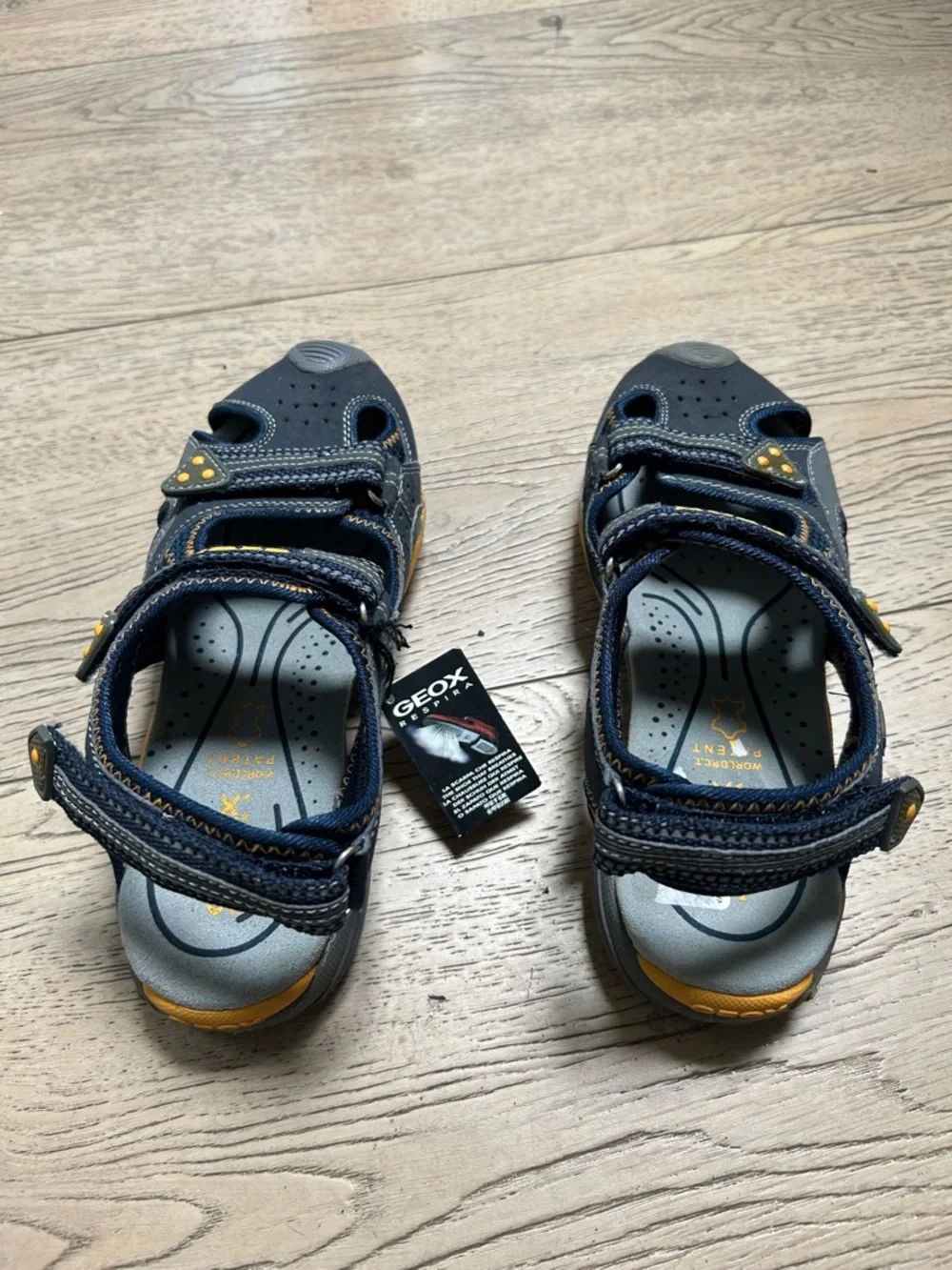 Geox Navy, Gray and Yellow Kids' Closed-Toe Sandals. New in box. Never worn. - Picture 5 of 7
